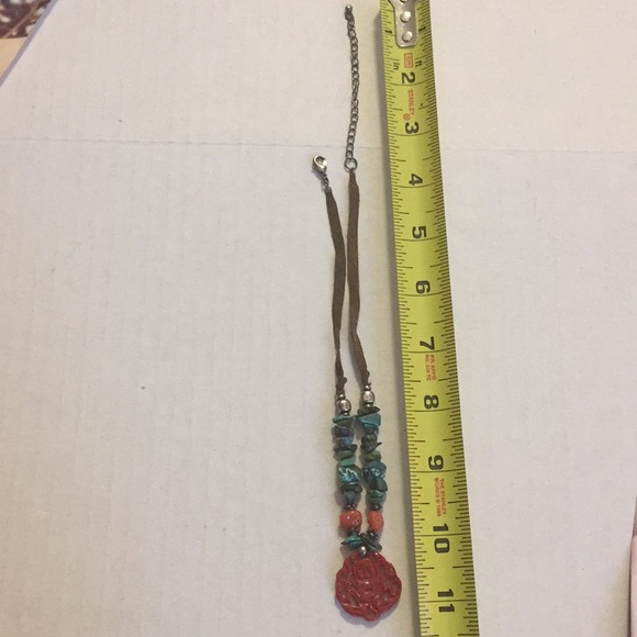 Choker real Turquoise suede Buddha charm hippyboho - Picture 8 of 8